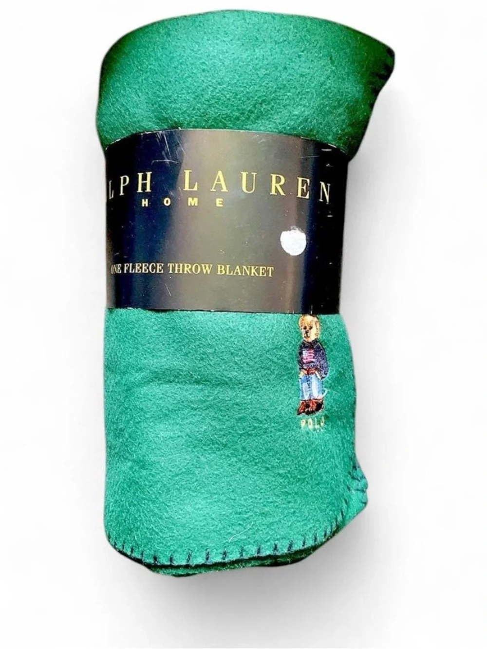 NIB NWT Ralph Lauren Polo Bear Green Fleece Throw Blanket 54x72
